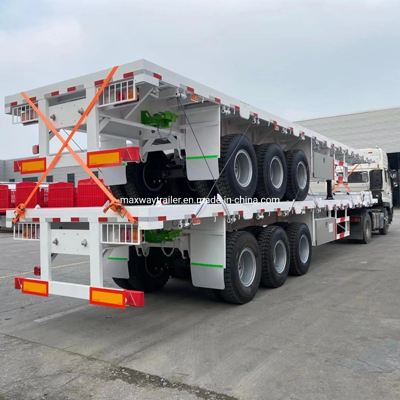 Customized 2 Axles 3 Axles Flatbed/Flat Bed/Flatdeck/Flat Deck/20 Feet 40 Feet Container/Dry Cargo Pan Semi Trailer Steel Truck Semi Trailer