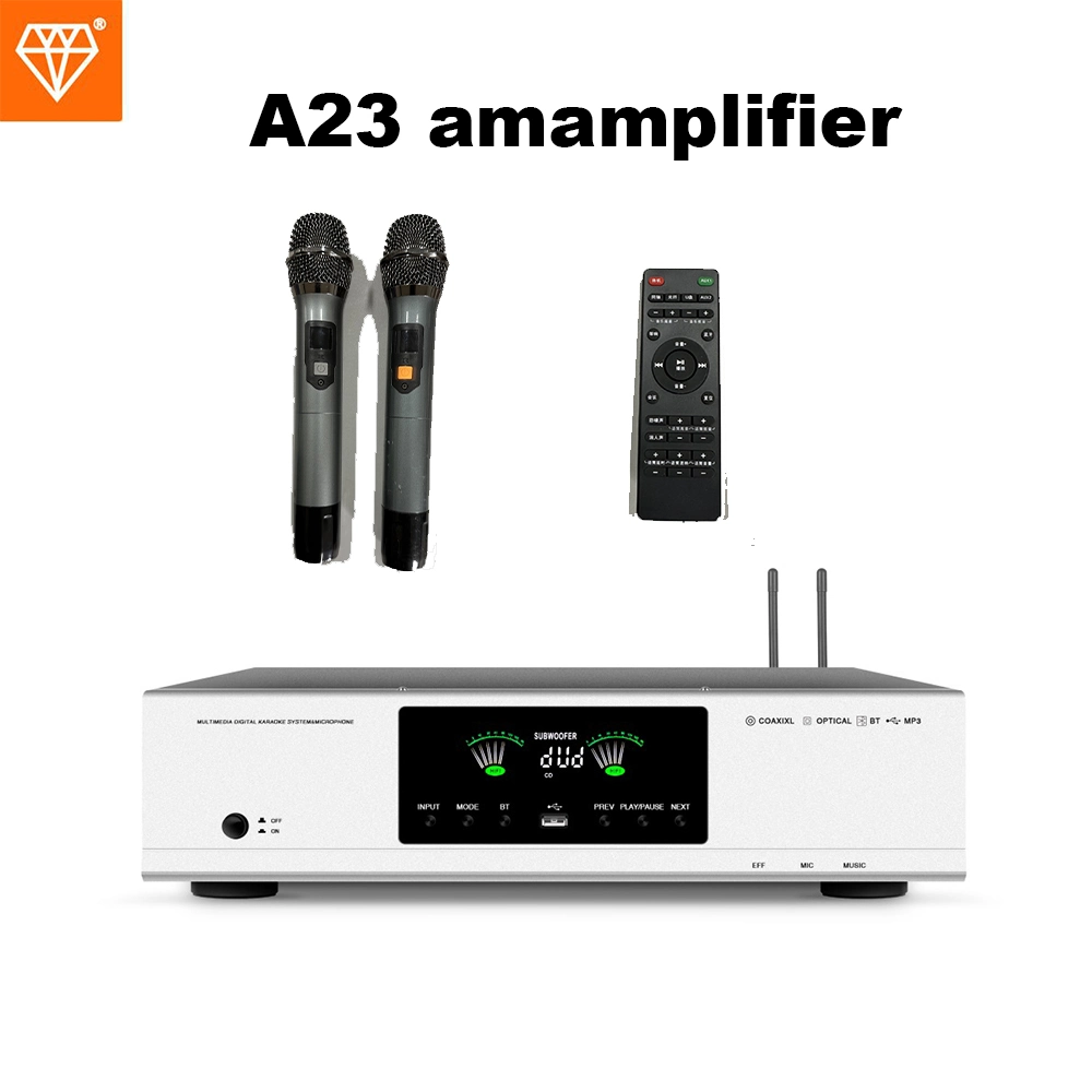 A23 Amplifier Audio KTV Karaoke Speaker Amplifier with 2 PCS Wireless Microphone