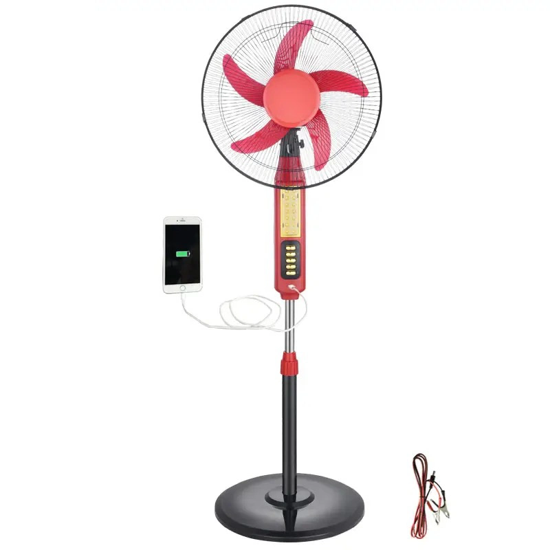 Solar Fan Fabrik Verkauf Solar Fan 12V DC Standventilator Mit USB-Ladekabel und LED-Leuchte