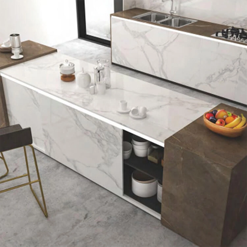 Modern Luxury Home Apartment Furniture White Marble Sintered Stone Kitchen Cabinet New Product Ideas Price