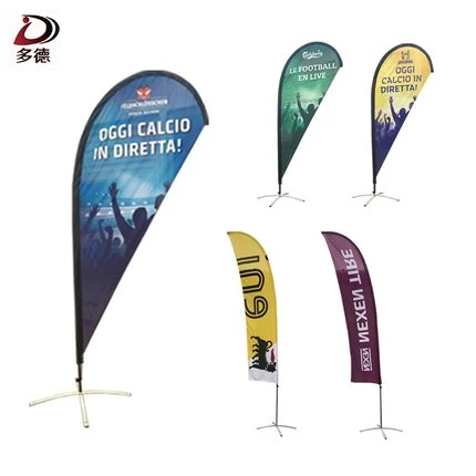 Customized Beach Advertising Digital Polyester Fabric Colorful Display Feather Banner Teardrop Flag