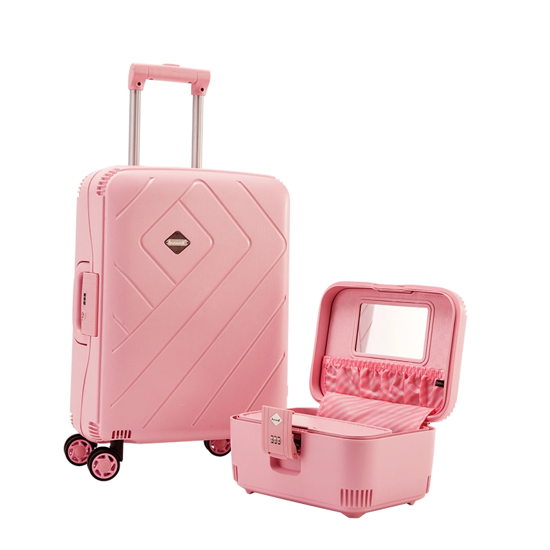 2022 Pink Trolley Travel Bag with Free Wheels, European New Design Ladies Trip Luggage Suitcases Sets