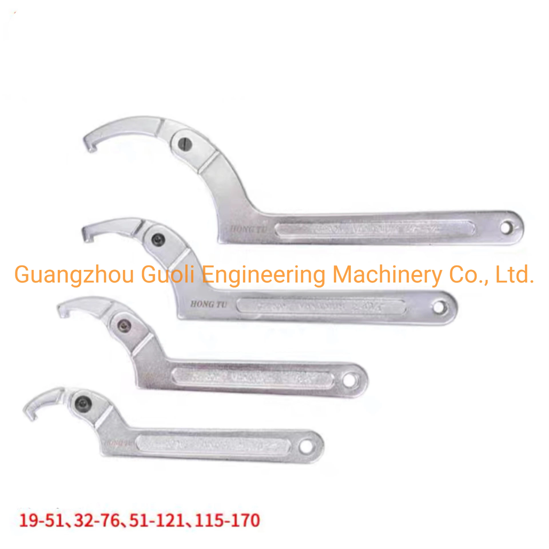 Good Quality, Excavator Hand Tool, 4 PCS Adjustable Crescent Hook Spanner Wrench Set