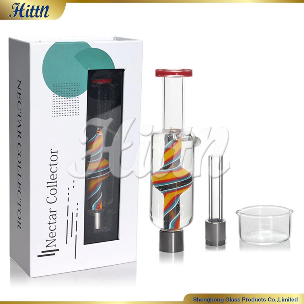Gift Box Packing Wholesale Freezable Glycerin DAB Straw Hand Pipe Titanium Nail Smoking Set Glass Nectar Collector