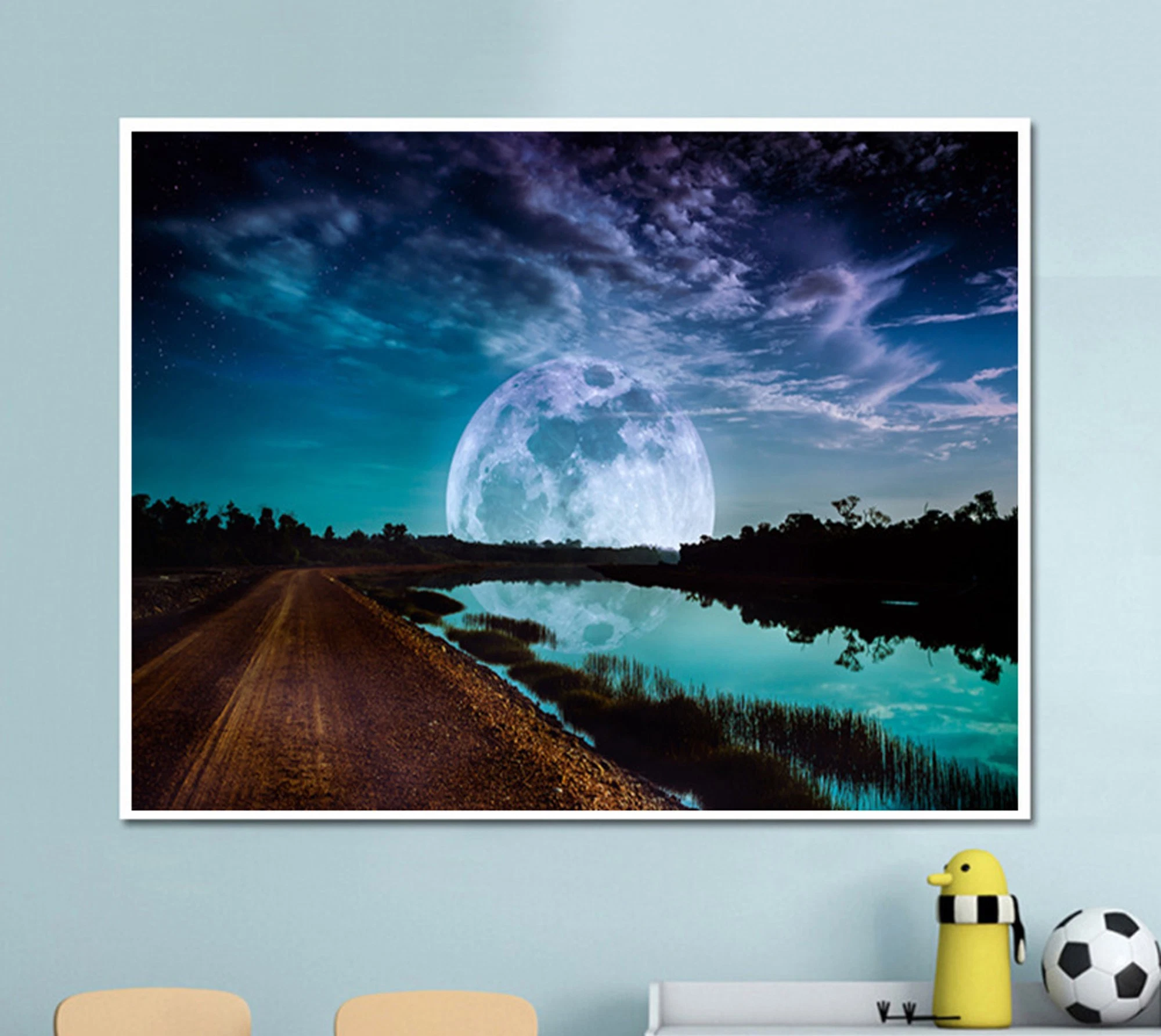 Wall Art Aurora Scenery Painting on Canvas Stretched and Framed Canvas Paintings