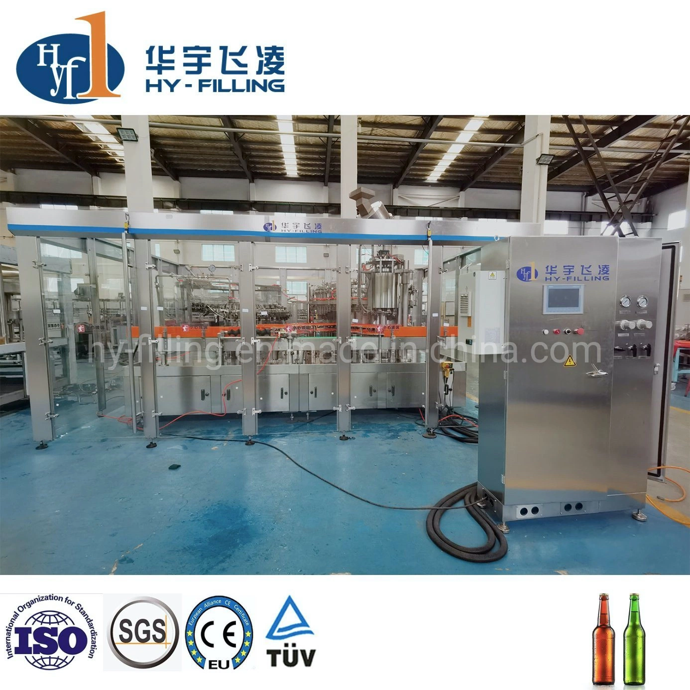 Customized Glass Bottle Risering Filling Capping Packaging Beer/ Water/CSD/Coke Bottling Machine