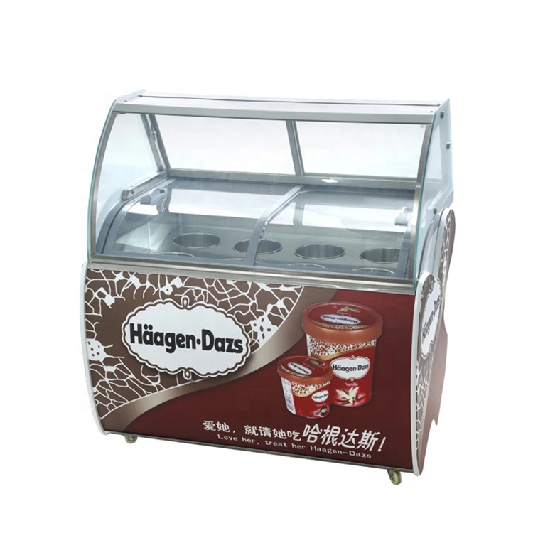 Venta directa de fábrica congelador expositor de helados Helados helado de crema de hielo nevera pantalla