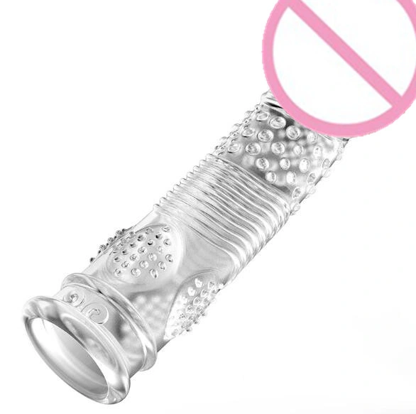 Silicone Penis Enlargement Dick Extender Transparent Condoms for Men Crystal Penis Sleeve