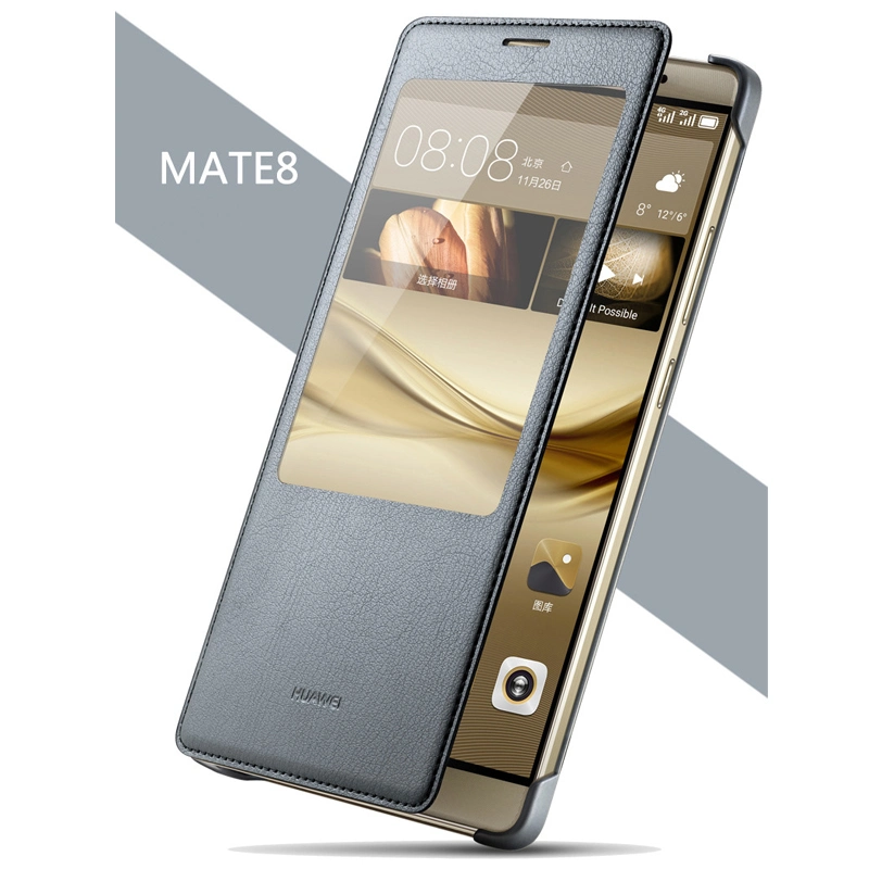 Open Window Flip PU Leather Case for Huawei Mate 8