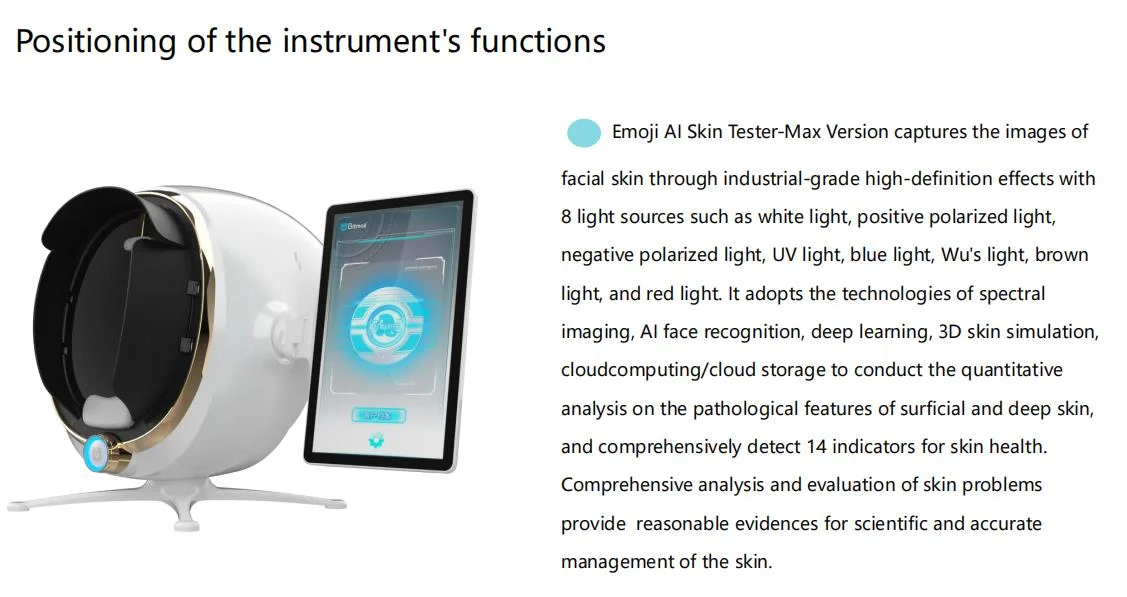 3D Skin Analyzer Ai Intelligent Image Instrument Digital Facial Analyzer Facial Skin Scanner