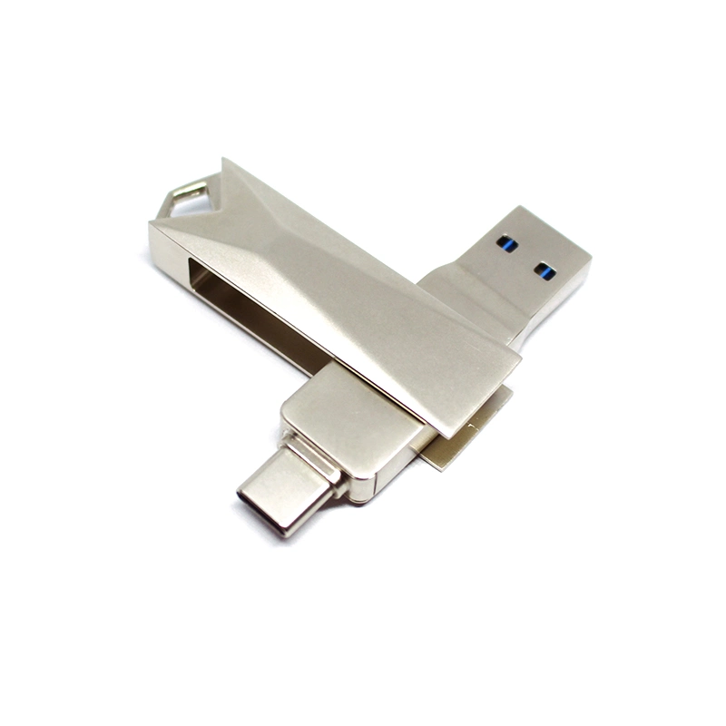 Mobile Phone USB Typec/USB3.0 Dual Port USB Disk High Speed 3.0 Metal Rotation USB Flash Drive (T013)