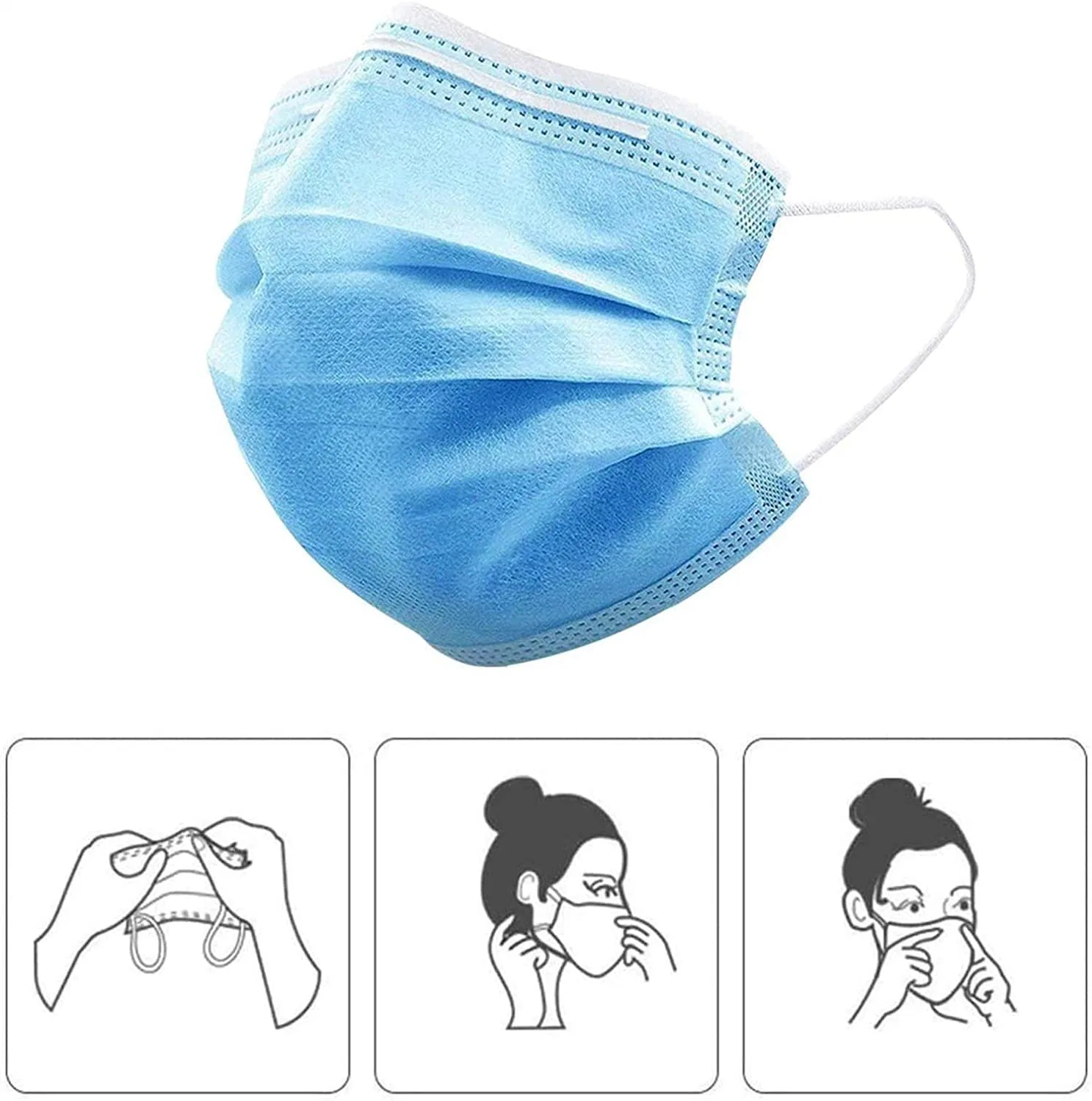 Xianwanli 3 Layers Disposable Blue Facial Mask with Shield