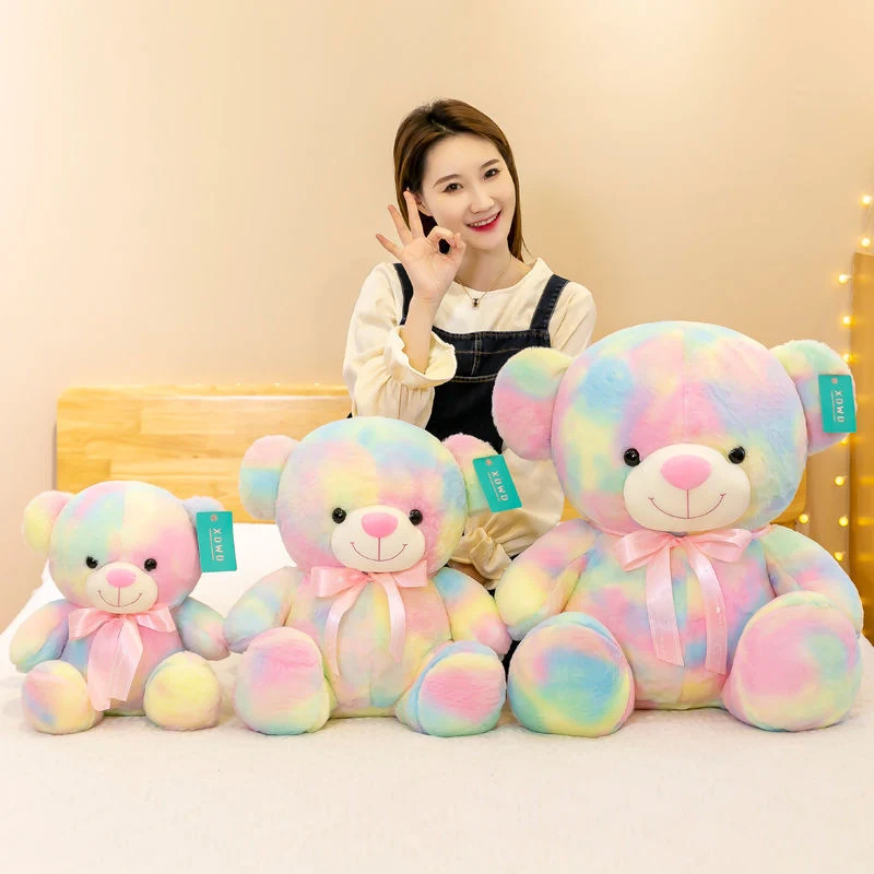 2023 Novo Design de pelúcia Personalizado colorido recheadas Rainbow Teddy Bear Toy