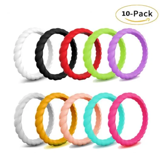 Promotion Gift Durable Sports Training Ring Stylish Silicone Ring Band with Fine Flash Chic Silicone Wedding Rings for Women