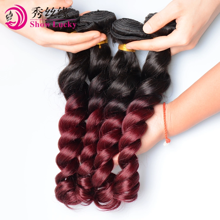 Full Cuticle Loose Wave Mongolian Ombre #1b/99j Raw Virgin Human Hair Product