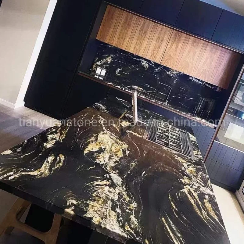 Chinese White, Gold, Black Granite Kitchen Countertop for Building Project