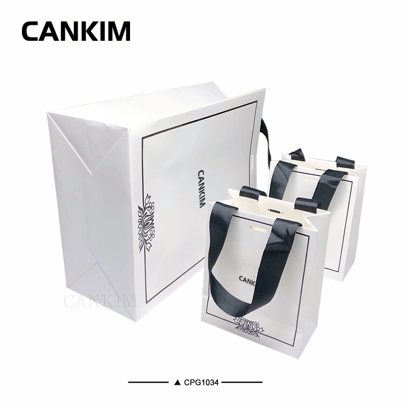 Cankim Promotional Gift Luxury Shopping Paper Bag Tea Bags Paper Packaging Box Luxury Paper Bag Printed with Ribbon Handle