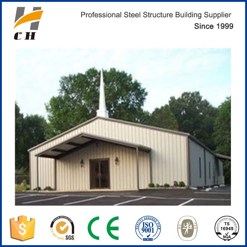 Design Prefab/ Prefabricated Light Weight Metal Building Steel Structure Frame Church