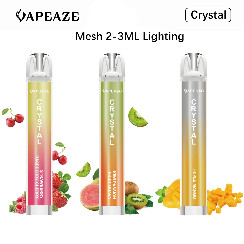 Electronic Cigarettes Mesh 2ml 600 Puffs 0% 2% 5% Nicotine Wholesale/Supplier Disposable/Chargeable Vape Pen Ske Crystal Bar Flat Drip Tip Multi Colors Flavors 20+