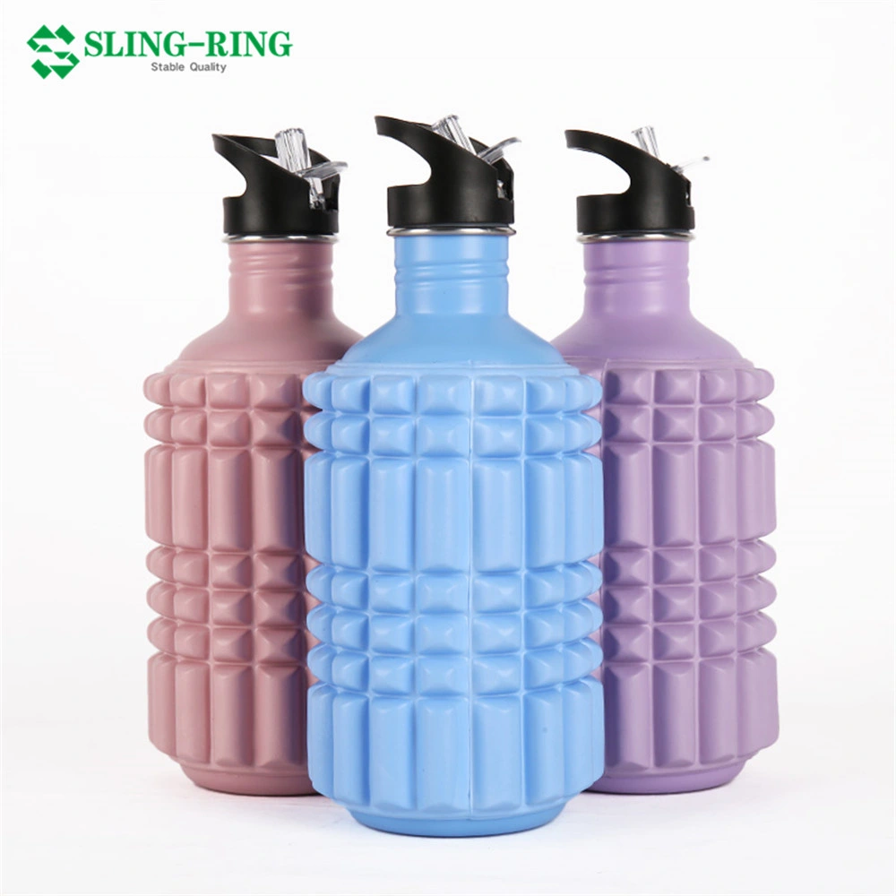 Personalización profesional de acero inoxidable 304 de vacío de doble pared aislante térmico de la bebida deportiva matraz rodillo de espuma de botellas de agua