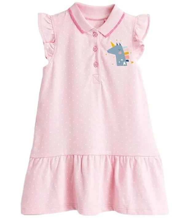 Summer Princess Party Style Clothes Little Girls Short-Sleeve Polo Dress for 2-7 Years