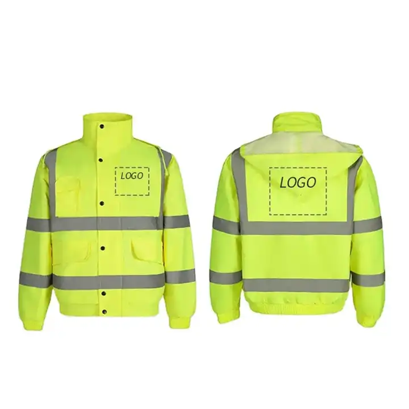 Custom Logo Outdoor Fluorescent Invierno High Visibility Hoodie Trajes de trabajo Chaqueta Safety Hi Vis para hombre