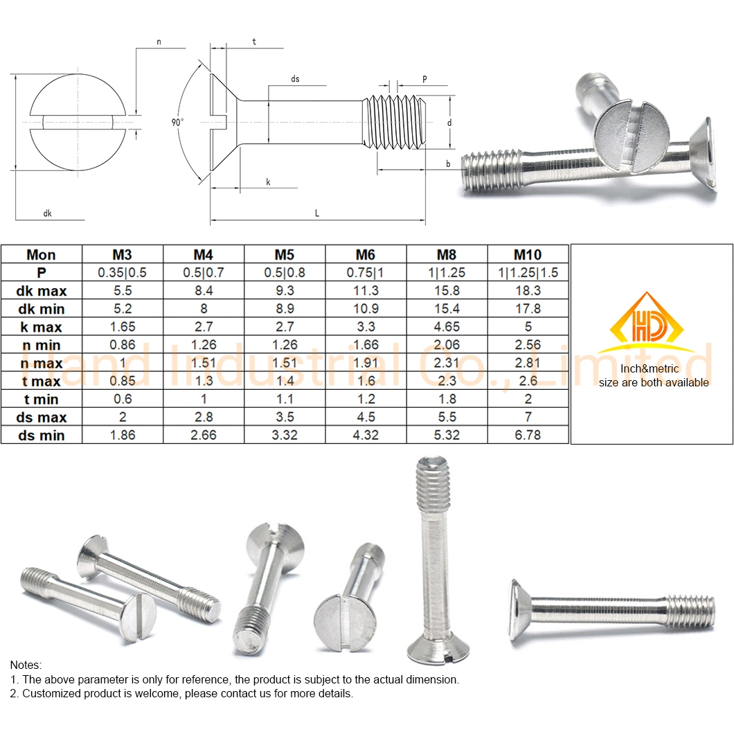 La promoción de ventas ranurados de acero inoxidable Tornillos de cabeza CSK