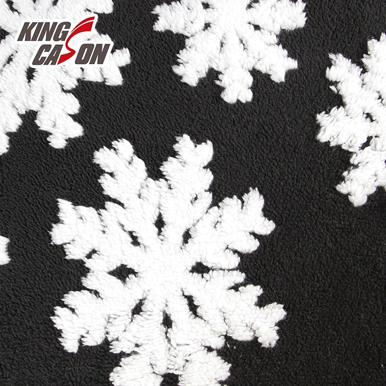 Kingcason Polyester Jacquard gestrickt 3D Schneeflocke Weihnachten Sherpa Stoff für Decken