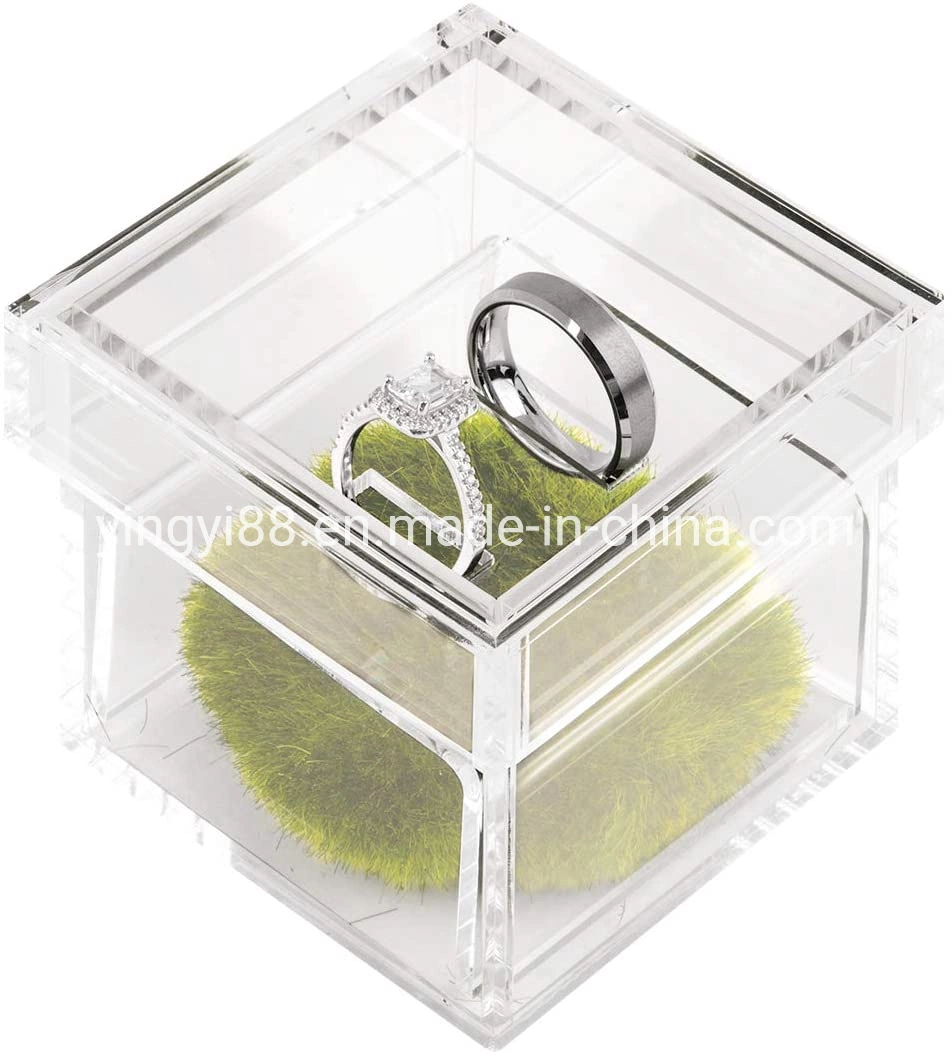 Coffret cadeau Perspex Crystal Jewellery personnalisé mariage transparent acrylique visible Boîte de sonnerie