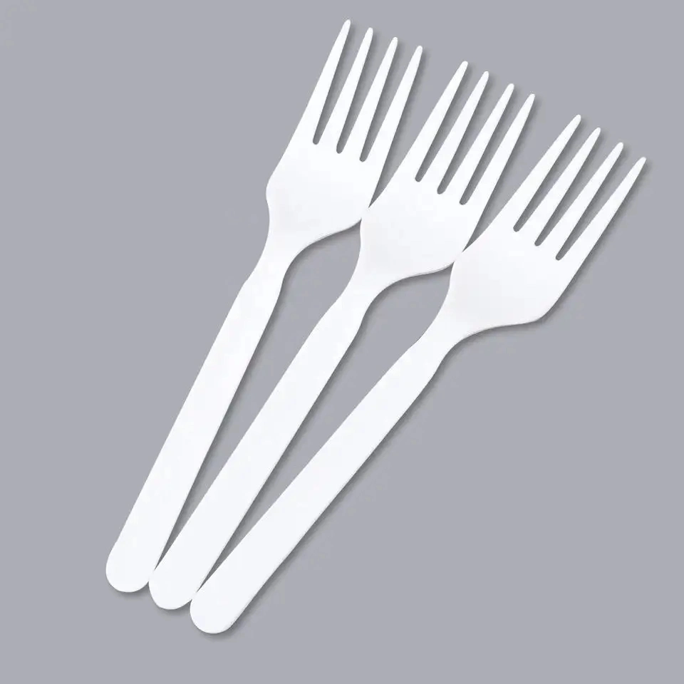 Biodegradable White Cutlery Airline PLA Fast Food 6 Inch Biodegradable Cutlery Set Plastic Disposable Knife Fork and Spoon