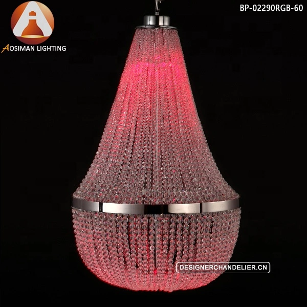 Clear Impero Crystal Ceiling with LED GU10 Bulb Mixed Color