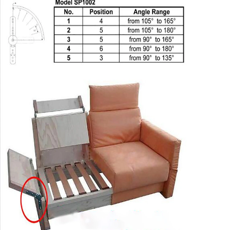 Cn Adjustable Angle Spring Mechanism Sofa Bed Pillow Bedding Home Headrest Hinge Hardware