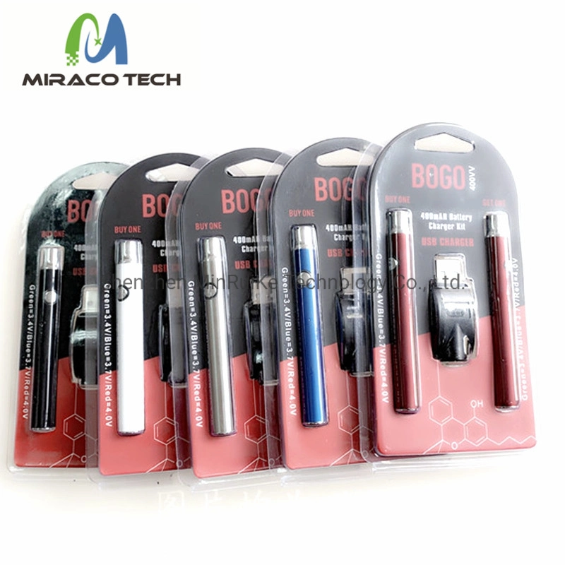 Bogo Manual Battery Lo Preheating Batteries Vape Pen 510 Thread Battery 400mAh E Cigarettes Battery with Blister Packaging