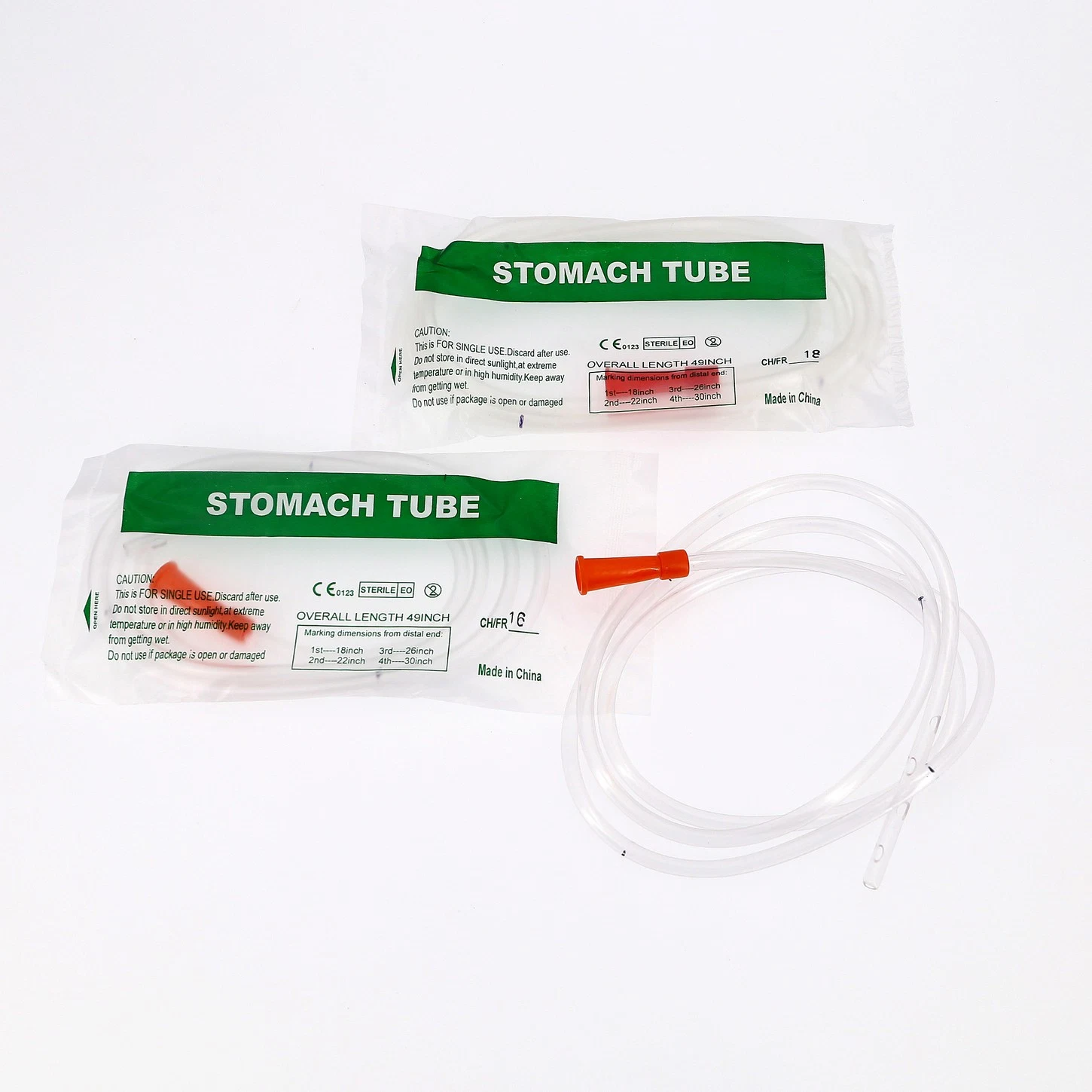 CE/ ISO Approved Disposable Surgical Hospital Medical Grade PVC/ Silicone Sterile X-ray Ryles Stomach Tube with Steel Balls