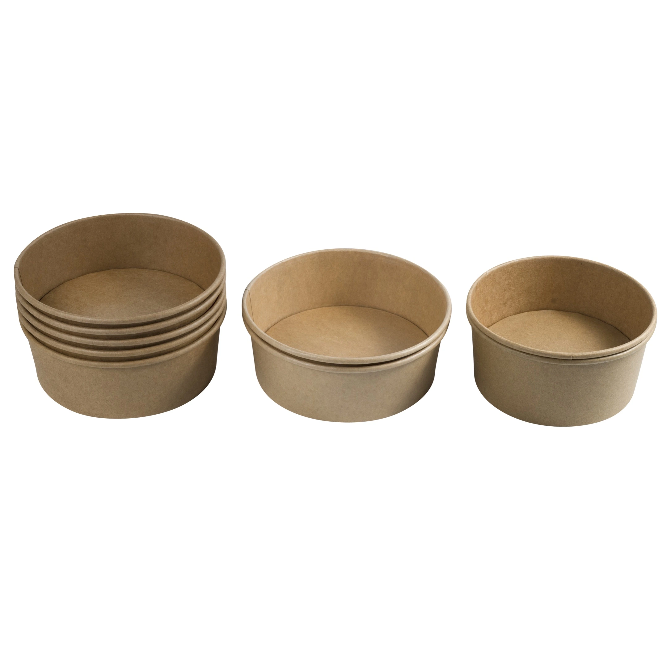 Free Sample Paper Cup45 Pack Deli Kraft Paper Bowl with Secure Clear Lids Eco-Friendly Microwavable Round Food Containers