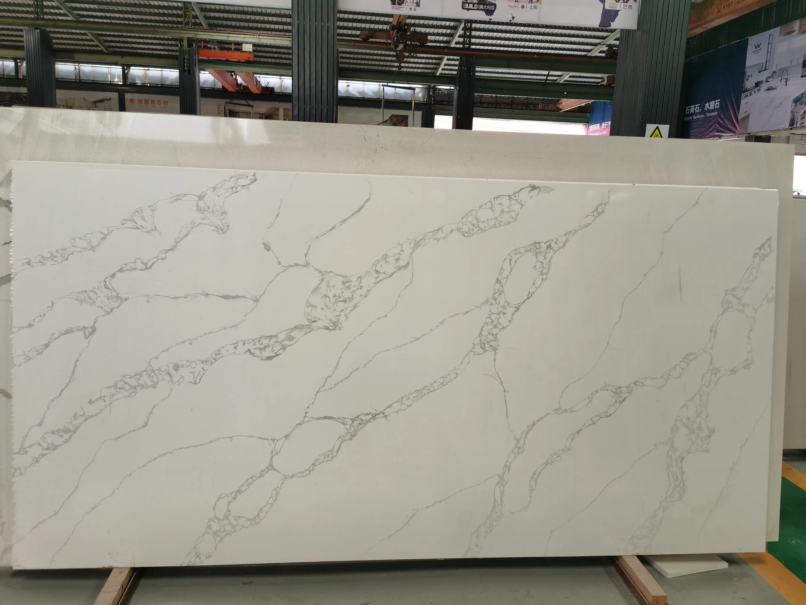 Venta caliente de Cuarzo blanco de Carrara Artificial losa de piedra de cuarzo encimera de cocina