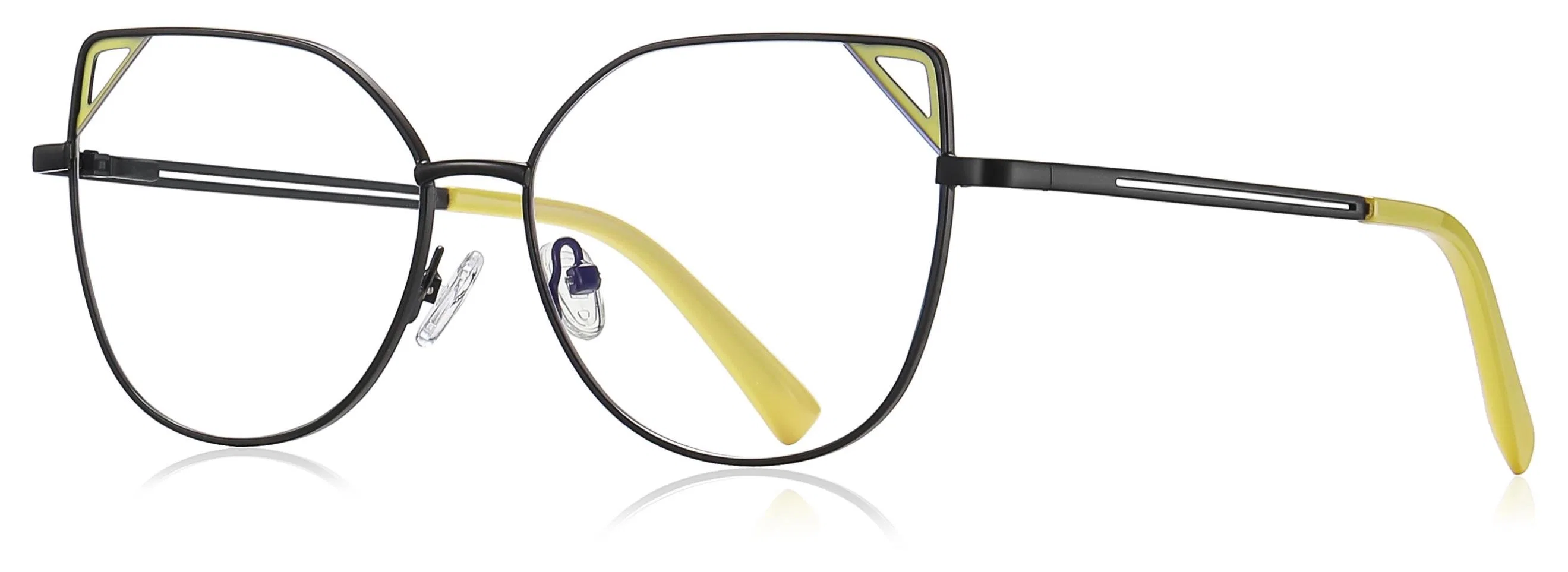 Adorable Cat Eye Shape Full Rim Hollowed-out Border Readymade Gloss Multi-Color Metal Women Optical Frames