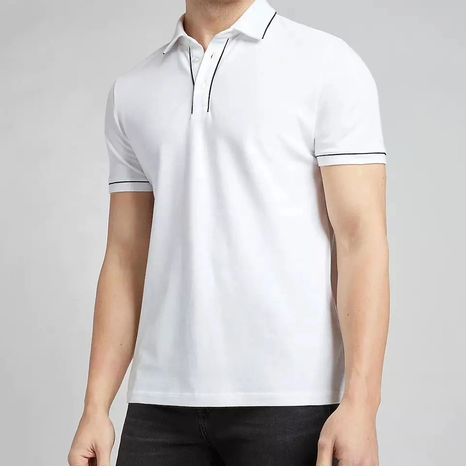 Polo Pl182 Fashion Piped Polo White Blank para homem confortável Polo