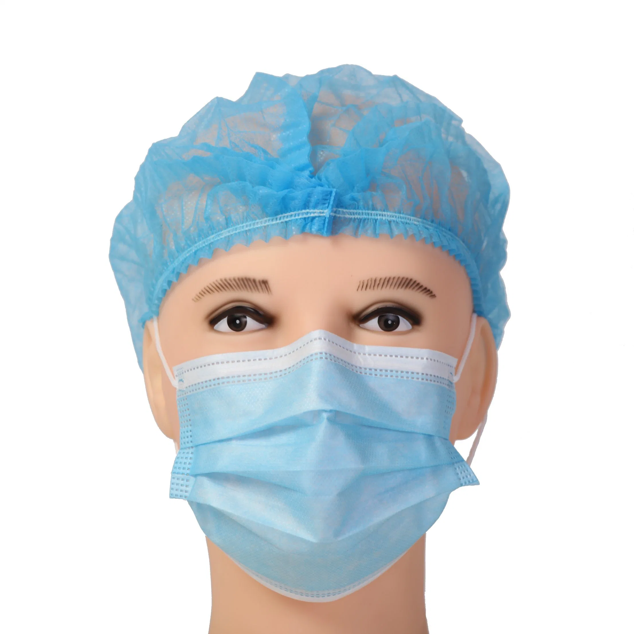 Wholesale Disposable Doctor Nurse Surgery Dental Hair Net Head Cover Dustproof Hat Bouffant Shower Non Woven Medical White Blue Mob Cap for Food Factory Supply