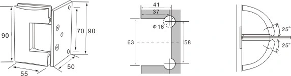 Original Factory Home Hotel Shower Room Glass Fitting Brass Hardware Transparent Glass Door Parts Shower Hinge Bathroom Accessories