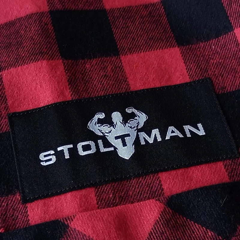 Custom Logo Patch Embroidery Designer Plaid Shirts Men Fashion Loose Cotton Flannel Shirts