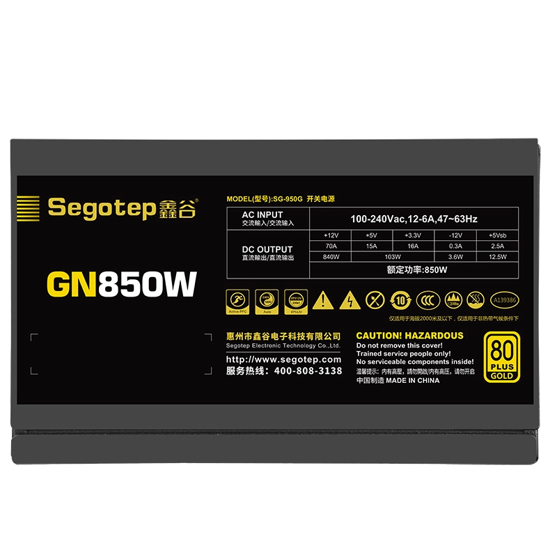 Segotep Gn 850W, rtx des PC de bureau 80plus d'or, la non- Alimentation modulaire