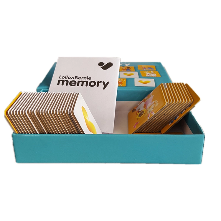 Usine oem prix bon marché 2x3 pouces jouant aux cartes de mémoire pour les enfants de 1.5mm d'épaisseur des cartes de jeu avec des boîtes en carton ondulé
