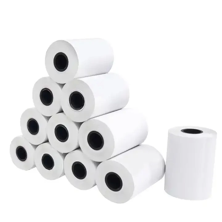 Muestra gratuita 80mm X 60mm Registro de efectivo hasta la cinta de recepción Impresión papel térmico Terminal POS papel rollo de papel térmico