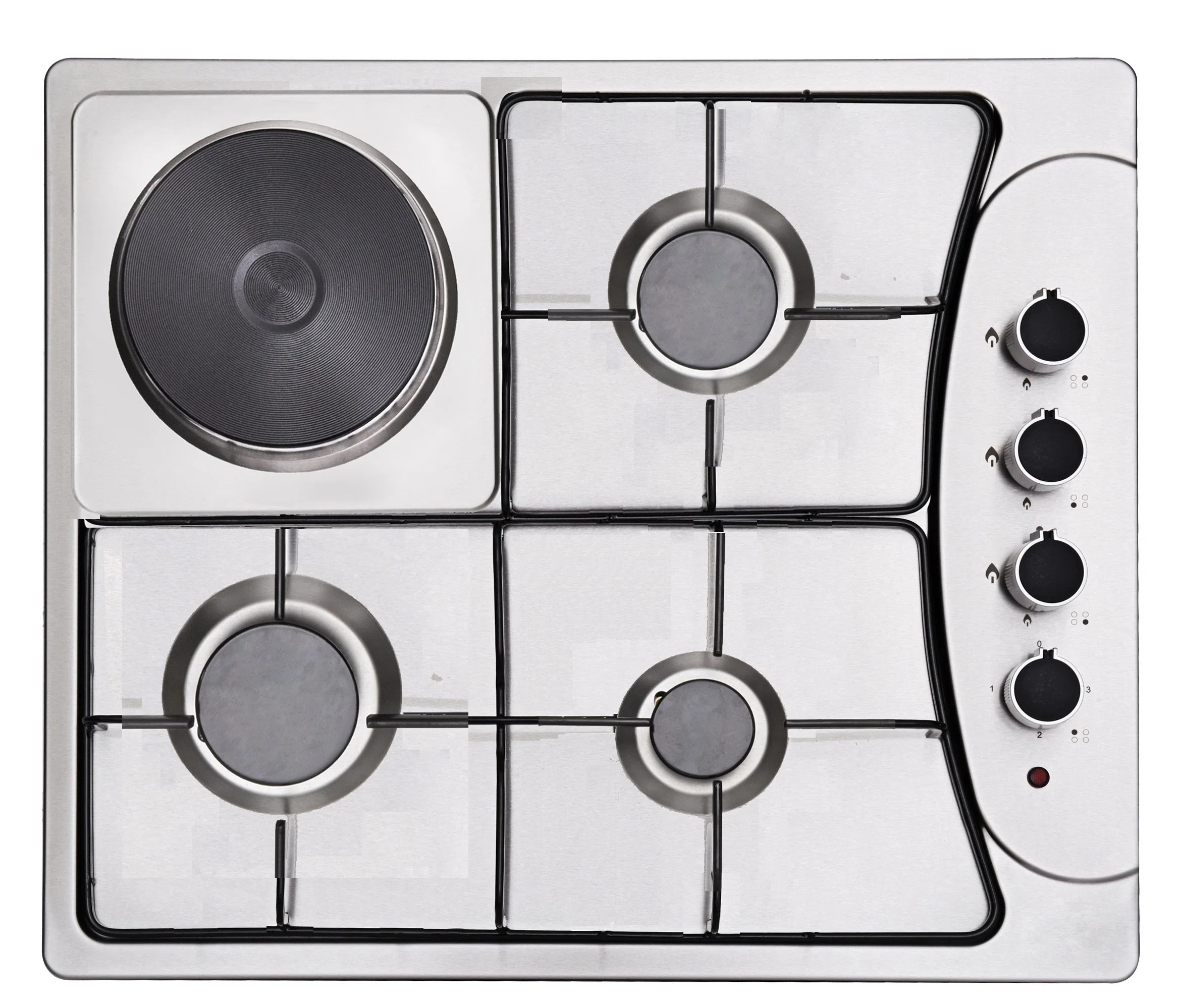 Enamel Pan Support 5 Burners Stainless Steel Panel Built-in Gas Stove