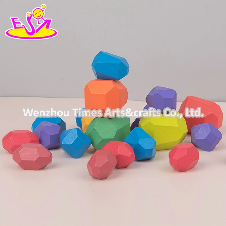 Customize Stone Shape Wooden Infant Stacking Blocks for Children W13D308