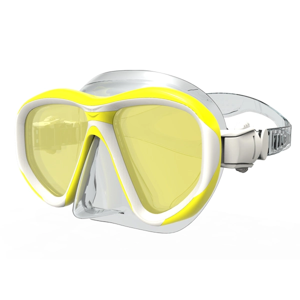 New Design Anti Fog Tempered Glass Mirror Lens Durable Liquid Silicone Skirt Strap Custom Logo Color Frame Free Sample Diving Goggles