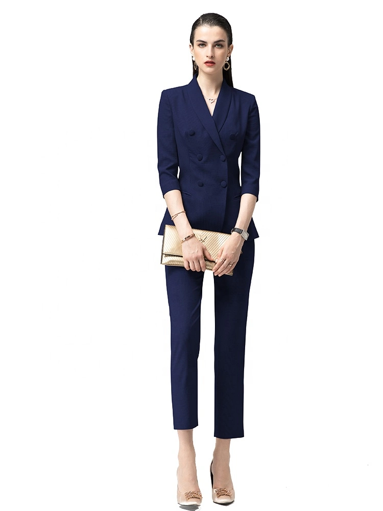 Wholesale/Supplier Ladies Fashion Clothing for Work Professional Slim Fit 2 Pieces Ladies Blazers Office Wearing Suit