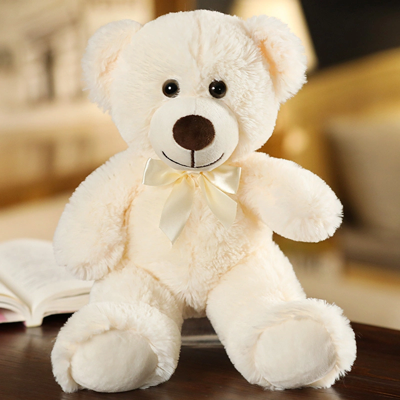 Satin Ribbon Plush Fuzzy Teddy Bear Soft Stuffed Animal Children Gift Toys