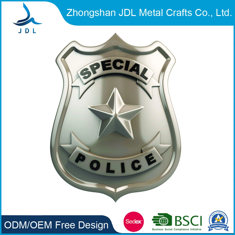 Fine Low Price Printed Rubber Ziinc Alloy Metal Custom Security Police Badges